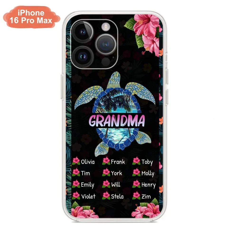 Custom Personalized Turtle Grandma iPhone/ Samsung Phone Case - Up to 12 Kid's Name - Mother's Day Gift Idea For Grandma