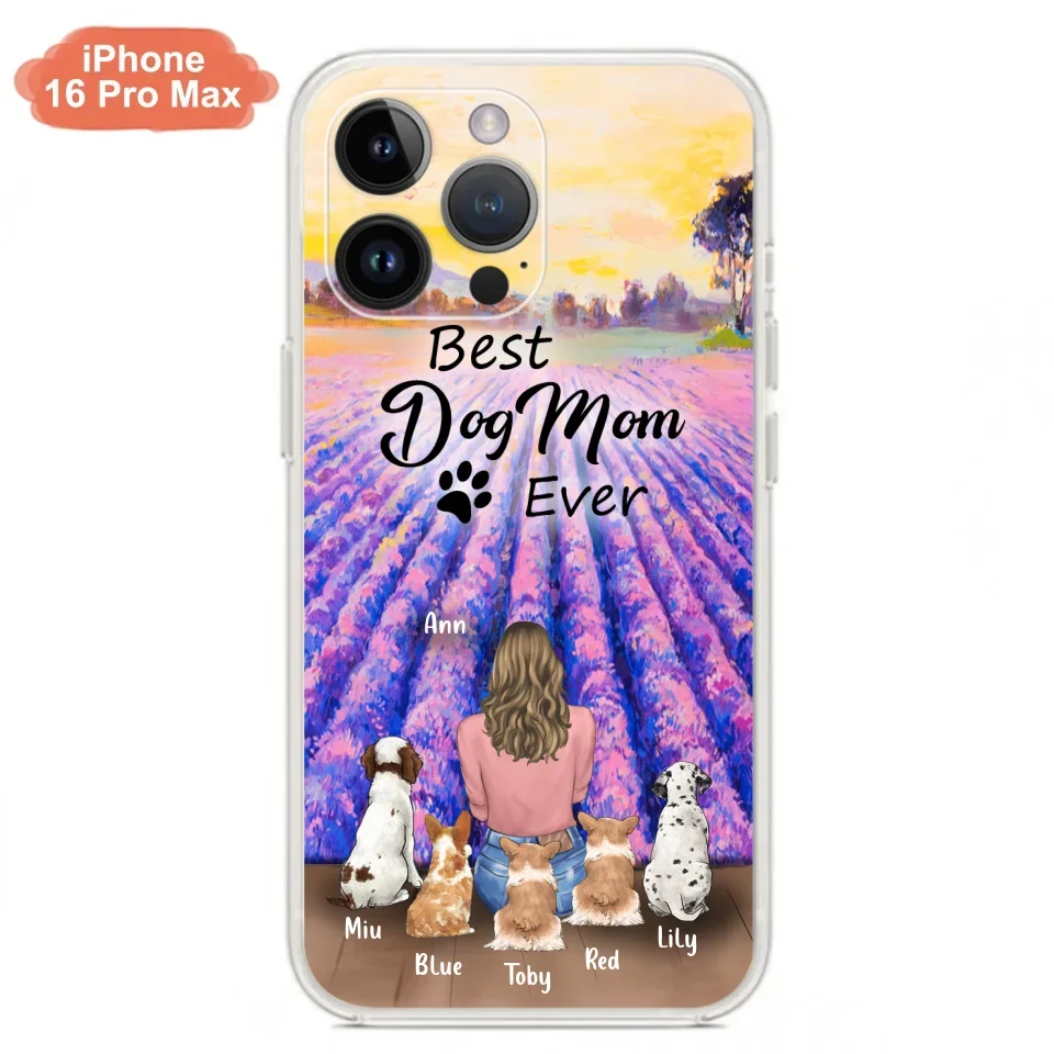 Custom Personalized Dog Mom With Flowers Background Phone Case - Gifts For Dog Lovers With 5 Dogs - You Had Me At Woof - Case For iPhone and Samsung - L4E2ZU