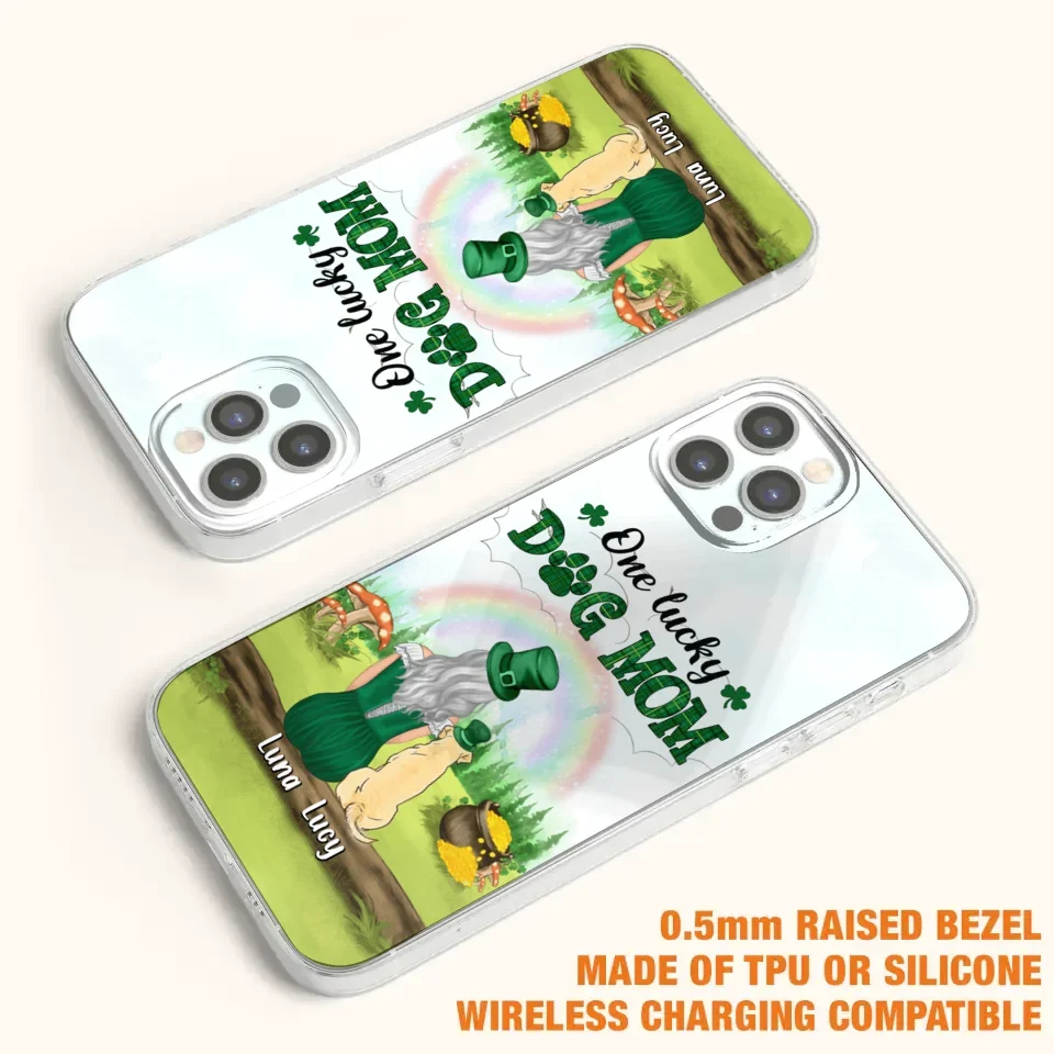 Custom Personalized Dog Mom Phone Case - Upto 4 Dogs - St. Patrick's Day Gift Idea For Dog Lover - Case For iPhone/Samsung
