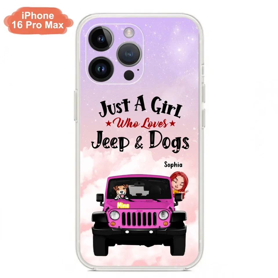 Custom Personalized Dog Mom & Off-road Phone Case- Up to 5 Dogs - Best Gift For Dog Lovers/Mother's Day - Just A Girl - Cases For iPhone And Samsung