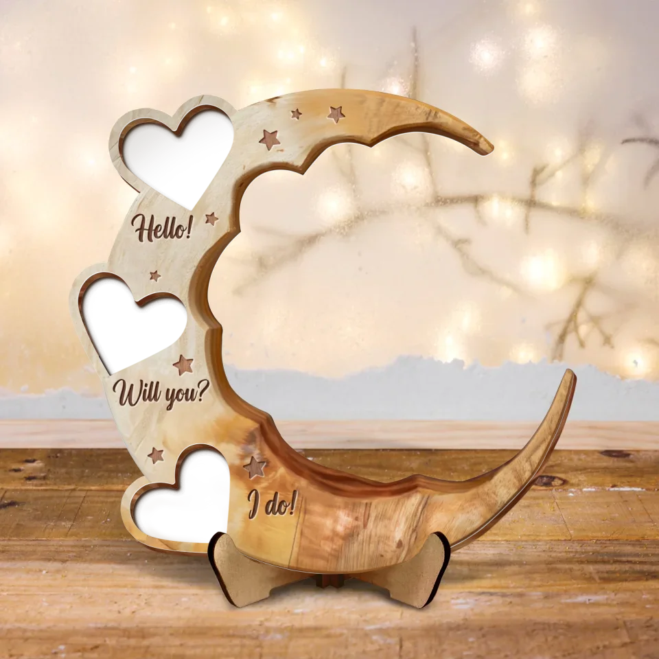 Personalized Wedding Couple 2 Layered Wooden Art - Anniversary Gift Idea Couple - Hello Will You I Do