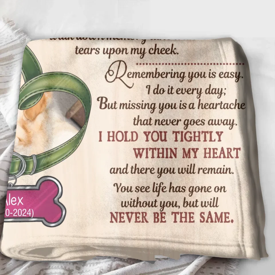 Personalized Memorial Pet Collar Fleece Throw/Quilt Blanket - Upload Photo - Memorial Gift Idea For Dog/Cat/Pet Lover - The Moment That You Left Me