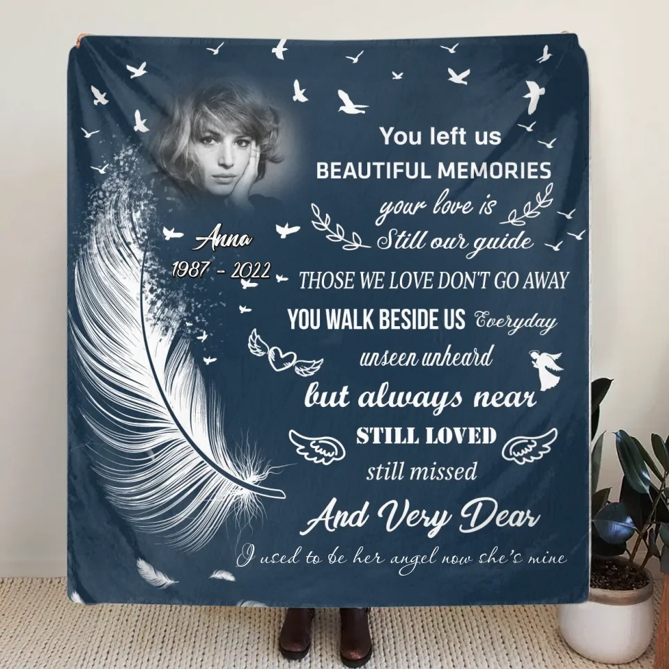 Personalized Memorial Quilt/Fleece Throw Blanket - Upload Photo - Memorial Gift Idea