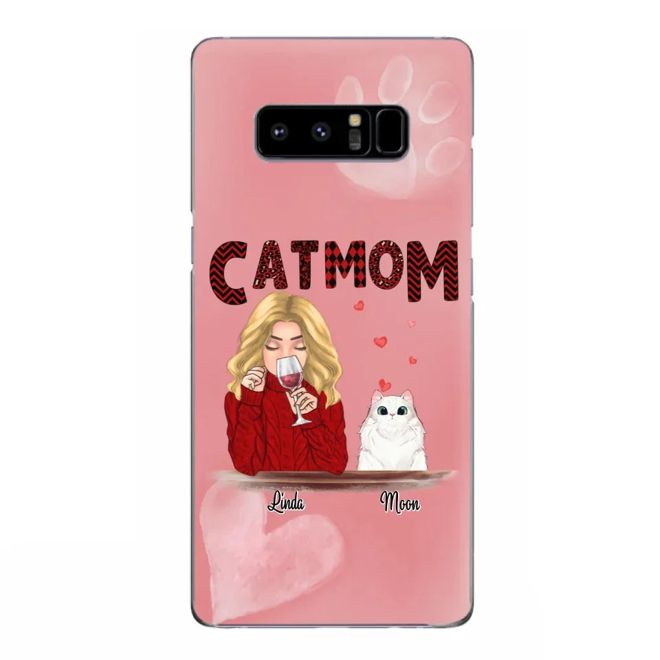 Custom Personalized Pet Mom Phone Case - Pet Mom With Wine And Upto 4 Pets - Case For iPhone, Samsung and Xiaomi