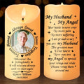 Personalized Memorial Led Candle - Upload Photo - My Husband My Angel