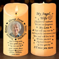 Personalized My Angel Wife Led Candle - Memorial Gift Idea - Upload Photo - Always Loved Never Forgotten Forever Missed