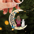 Personalized Memorial Pet Moon Wooden Keychain - Memorial Gift Idea For Pet Lover - I Love You To The Moon & Back