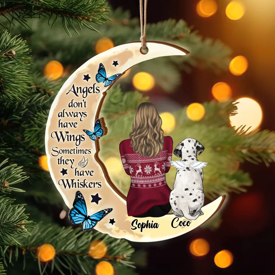 Personalized Memorial Dog Moon Shaped Wooden Ornament - Memorial Gift Idea for Cat/Dog Lover - You Were My Favorite Hello And My Hardest Goodbye
