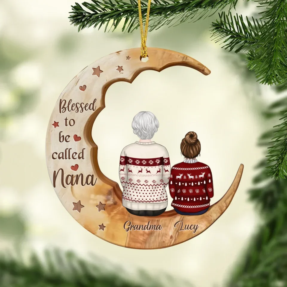 Personalized Grandma Wooden Ornament - Christmas Gift Idea For Grandma - Up to 3 Kids - Blessed To Be Called Nana