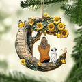 Personalized Sunflower Memorial Pet Wooden Ornament - Memorial Gift Idea for Cat/Dog Lover - Your Wings Were Ready But My Heart Was Not