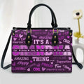 Personalized Grandma PU Leather Handbag With Long Straps - Up to 7 Kids - Mother's Day Gift Idea For Grandma