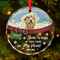 Personalized Memorial Pet Round Glass Ornament - Upload Photo - Memorial Gift Idea For Pet Owners - Your Wings Were Ready But My Heart Was Not
