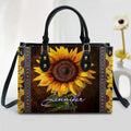 Personalized Sunflower PU Leather Handbag With Long Straps - Gift Idea For Woman/Grandma/Mom/Daughter/Friend/Wife