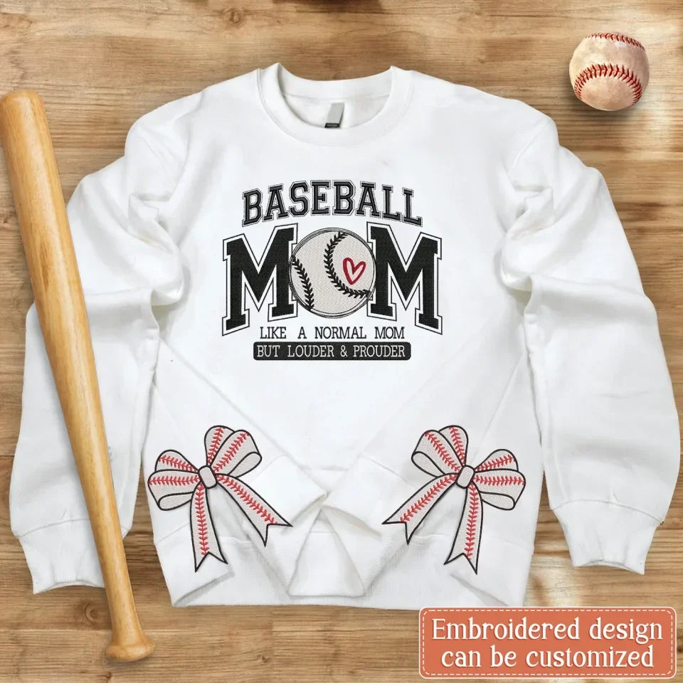 Baseball Mom Side Bow Embroidered Sweatshirt - Mother's Day Gift Idea