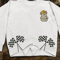 Formula 1 Team Bear, Checkered Racing Flags Side Bow Embroidered Sweatshirt