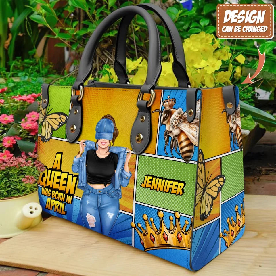 Personalized A Queen PU Leather Handbag With Long Straps - Mother's Day/Birthday Gift Idea For Grandma/Mom/Daughter