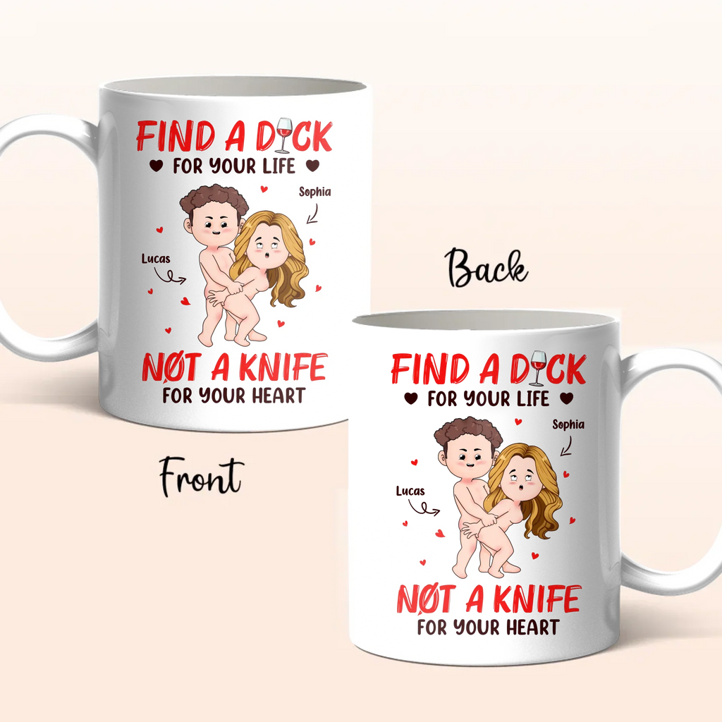 Personalized Funny Couple Coffee Mug - Valentine's Day Gift Idea For Husband/Wife - Not A Knife For Your Heart