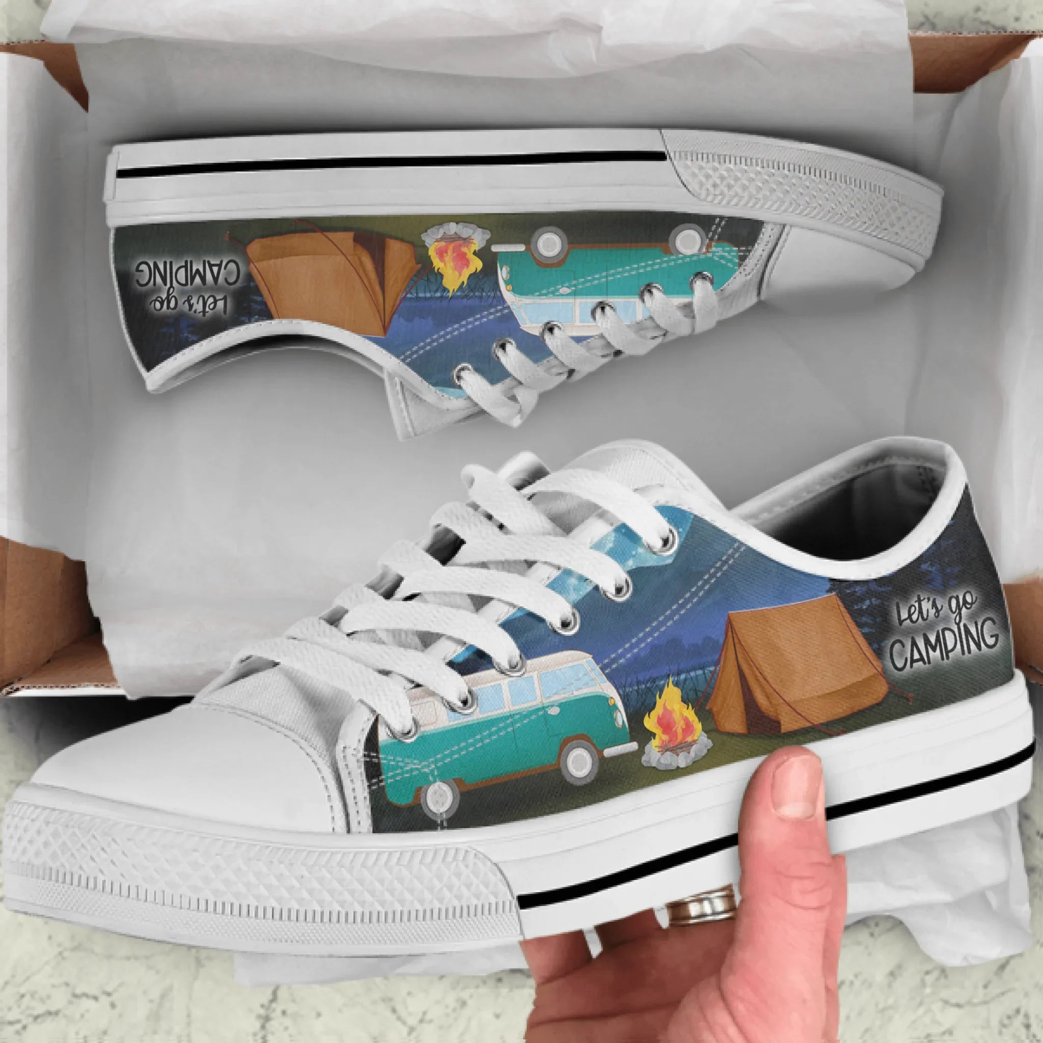 Personalized Camping Sneakers - Best Gift For Camping Lovers - Let's Go Camping - J0HKN6