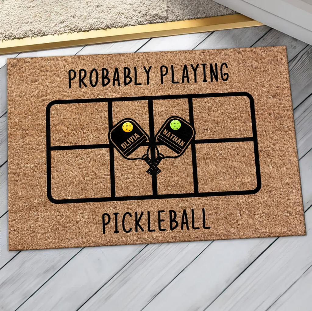 Personalized Pickleball Doormat - Playing Pickleball Court Anniversary Housewarming Gift
