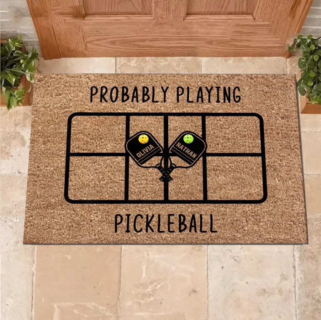 Personalized Pickleball Doormat - Playing Pickleball Court Anniversary Housewarming Gift
