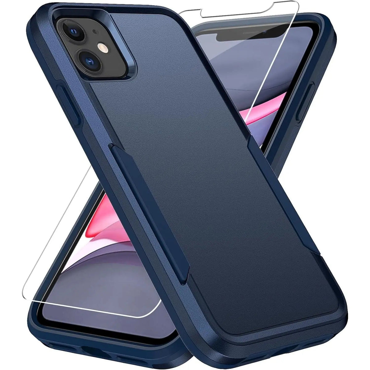 Entronix Bundle Compatible with iPhone 11 - Soft-Touch Dual-Layer Case & 1 Clear Screen Protector