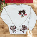 Personalized Dog Memorial Side Bow Split Embroidered Sweatshirt - Memorial Gift Idea For Dog Owners