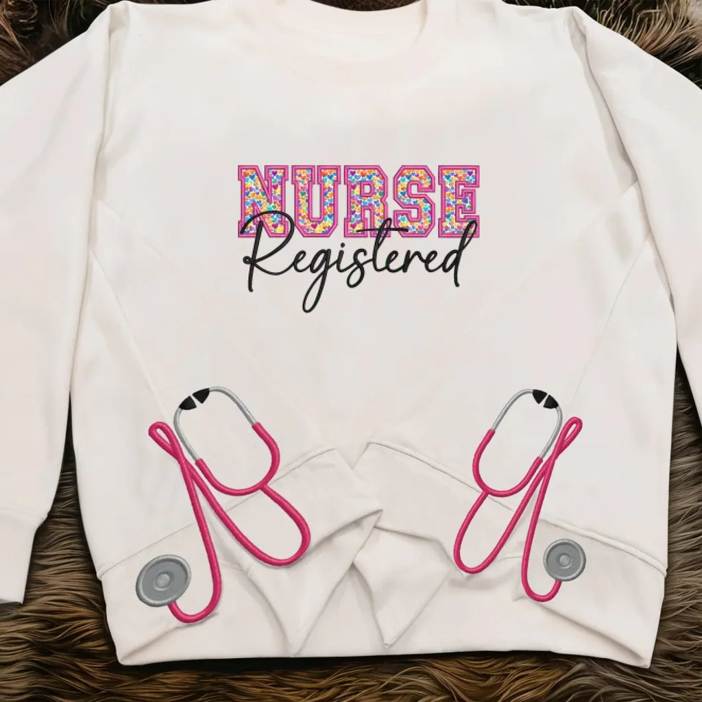 Personalized CNA/LPN/RN/L&D Nurse Embroidered Side Split Sweater - Gift Idea For Doctor/Nurse
