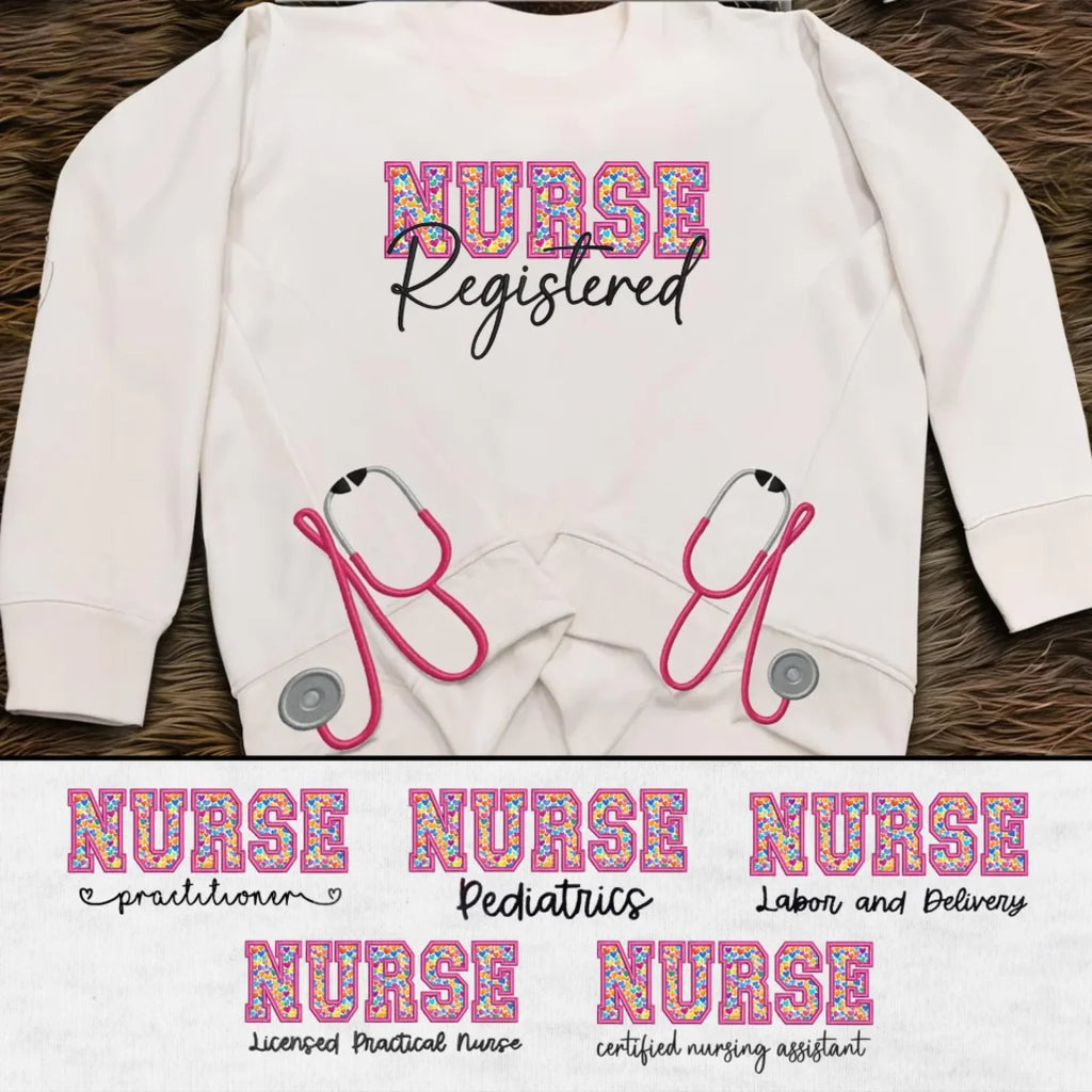 Personalized CNA/LPN/RN/L&D Nurse Embroidered Side Split Sweater - Gift Idea For Doctor/Nurse