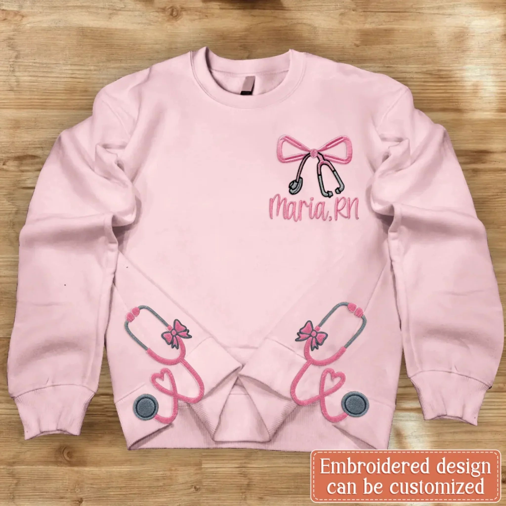 Personalized Stethoscope Doctor/Nurse/Medical Embroidered Side Split Sweater - Gift For Doctor/Nurse - Custom Name
