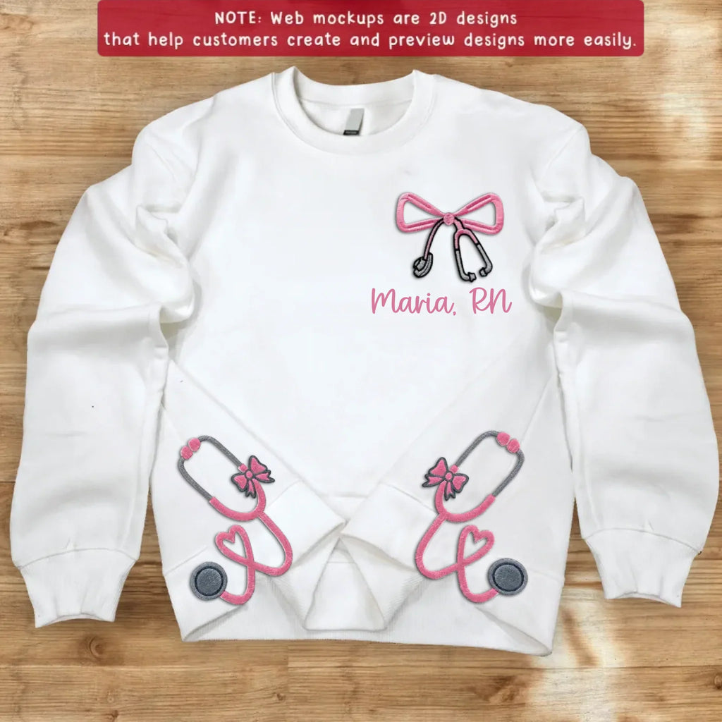 Personalized Stethoscope Doctor/Nurse/Medical Embroidered Side Split Sweater - Gift For Doctor/Nurse - Custom Name