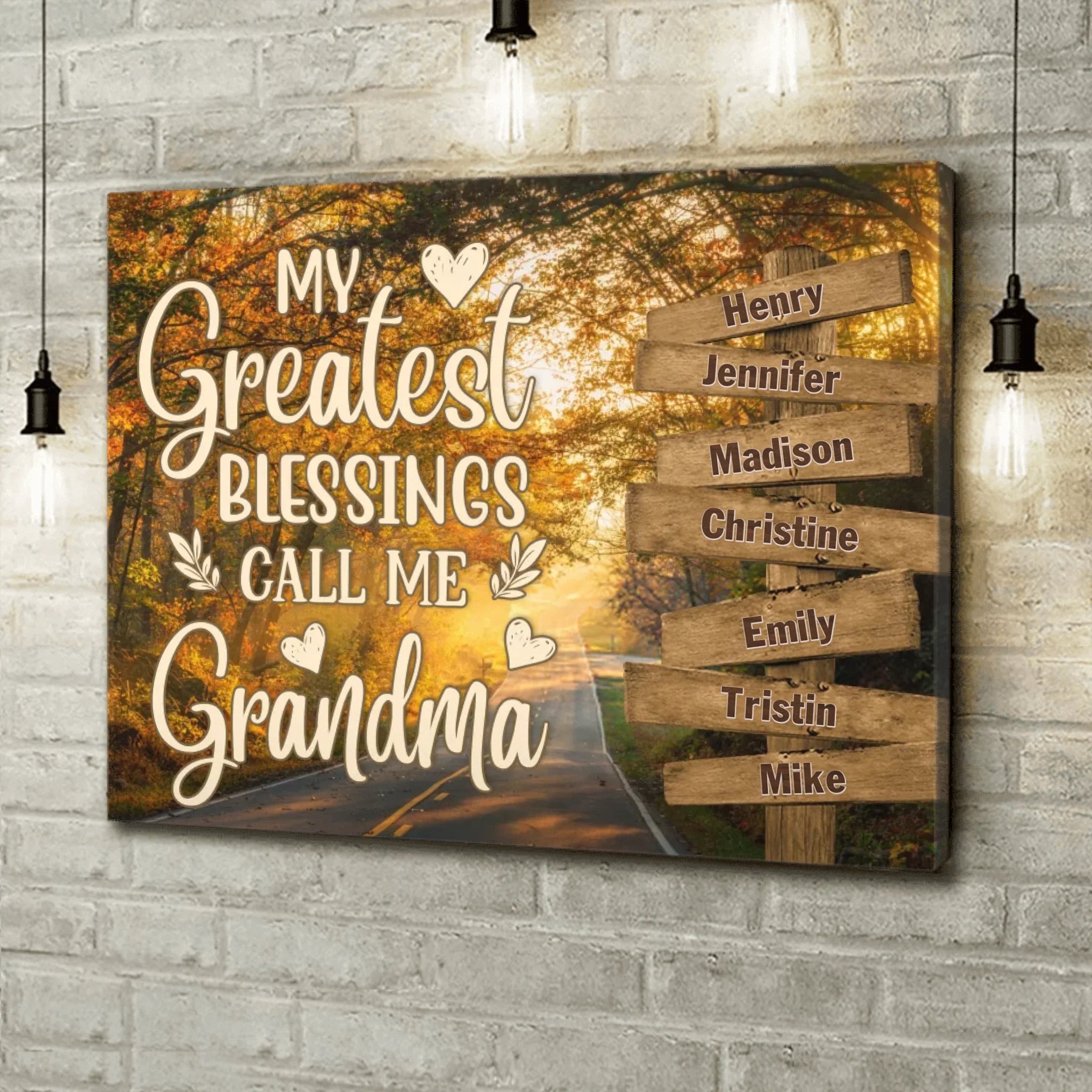 Personalized Grandma & Grandkids Canvas - Gift Idea For Grandma/ Grandkid