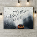 Personalized Couple Rainy Window Canvas - Anniverary Gift Idea For Couple - Custom Name And Year