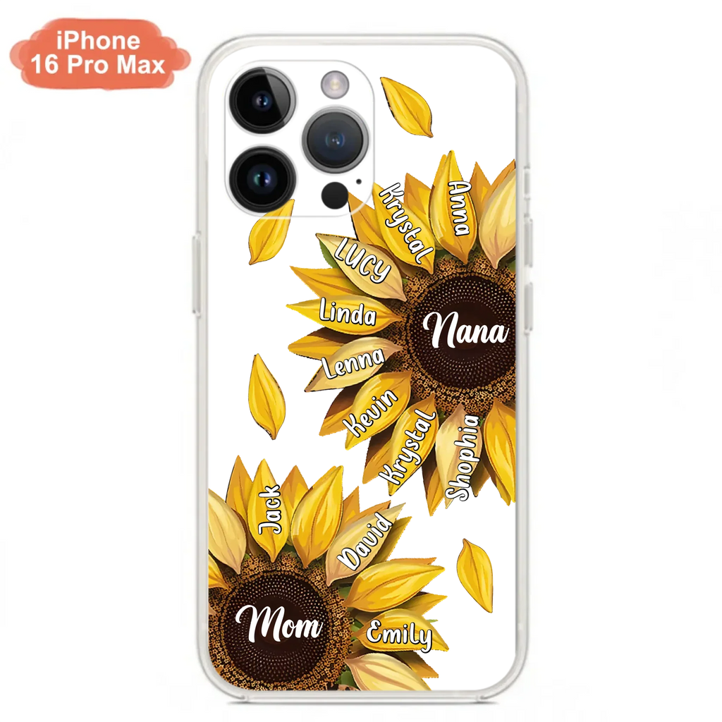 Custom Personalized Sunflower Grandma Phone Case -Upto 11 Kids - Mother's Day Gift Idea for Mom/Grandma -  Case For iPhone/Samsung