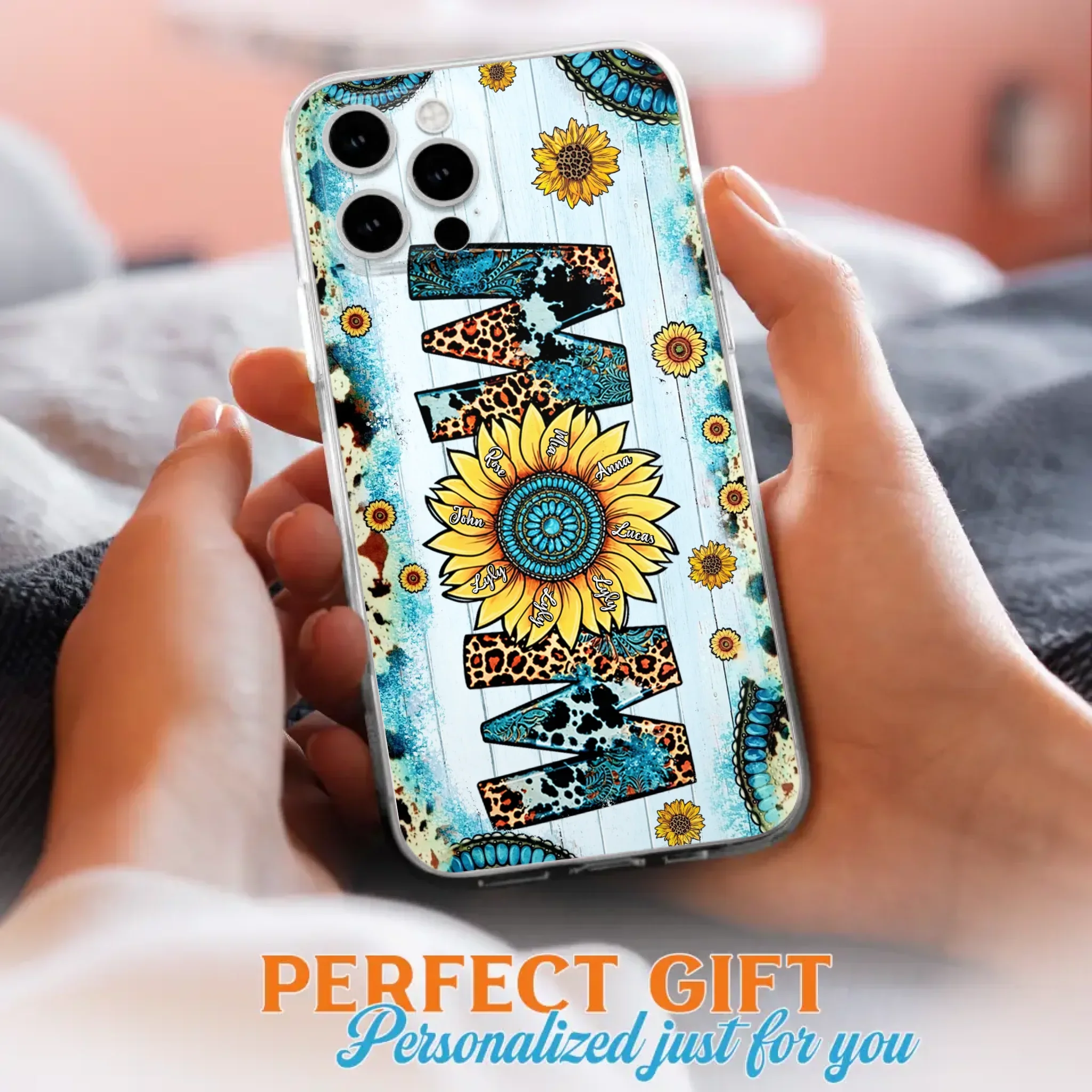 Custom Personalized Mom Sunflower Phone Case - Mother's Day Gift Idea - Upto 8 Kids - Case For iPhone/ Samsung
