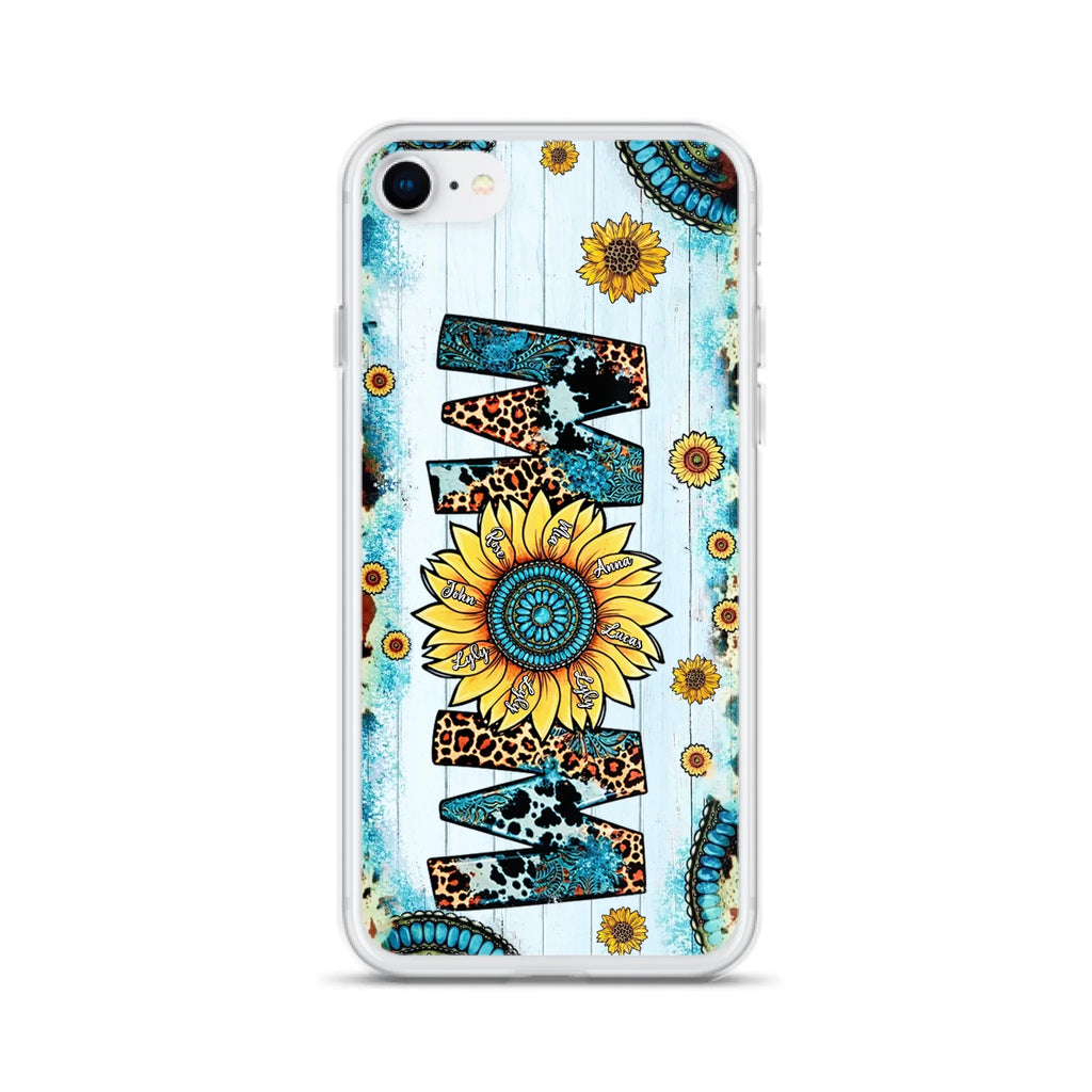 Custom Personalized Mom Sunflower Phone Case - Mother's Day Gift Idea - Upto 8 Kids - Case For iPhone/ Samsung