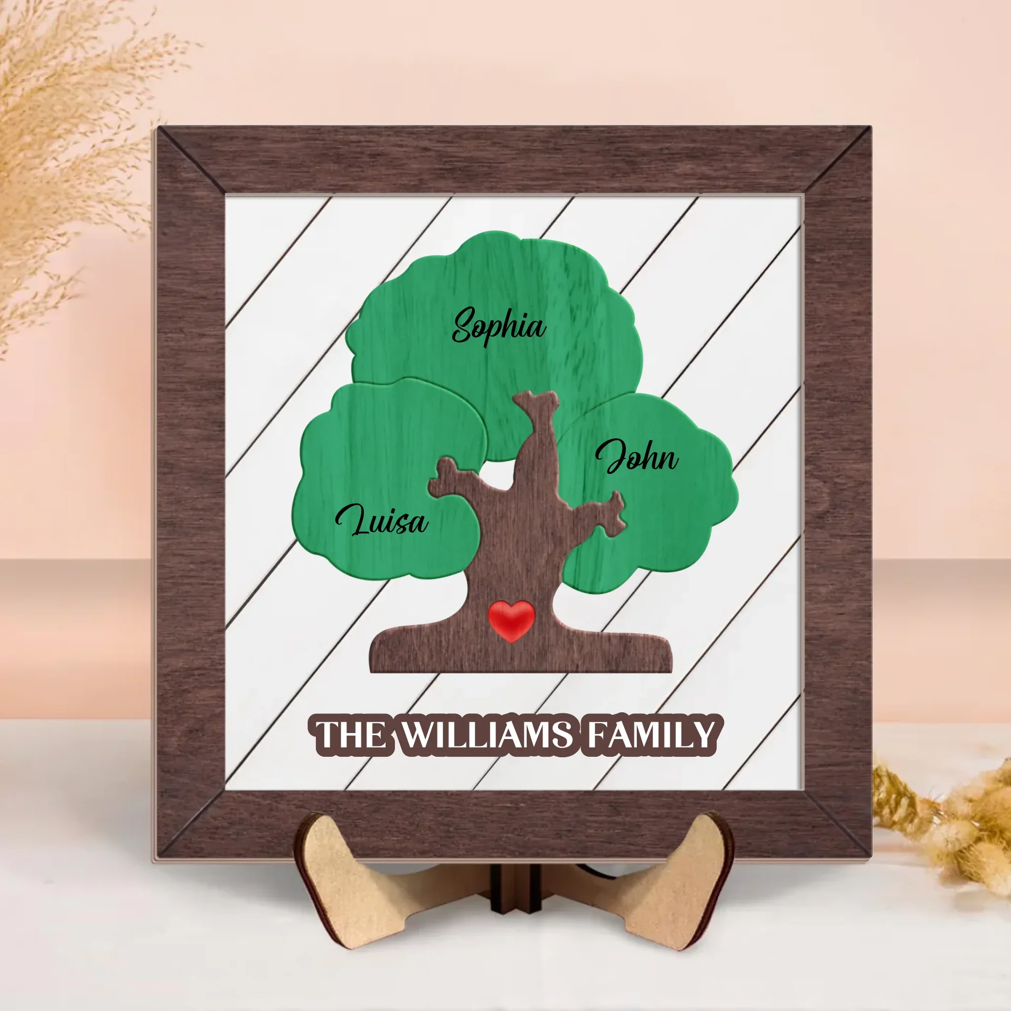 Personalized Family Tree Wooden Art - Gift Idea For Family - Custom Names