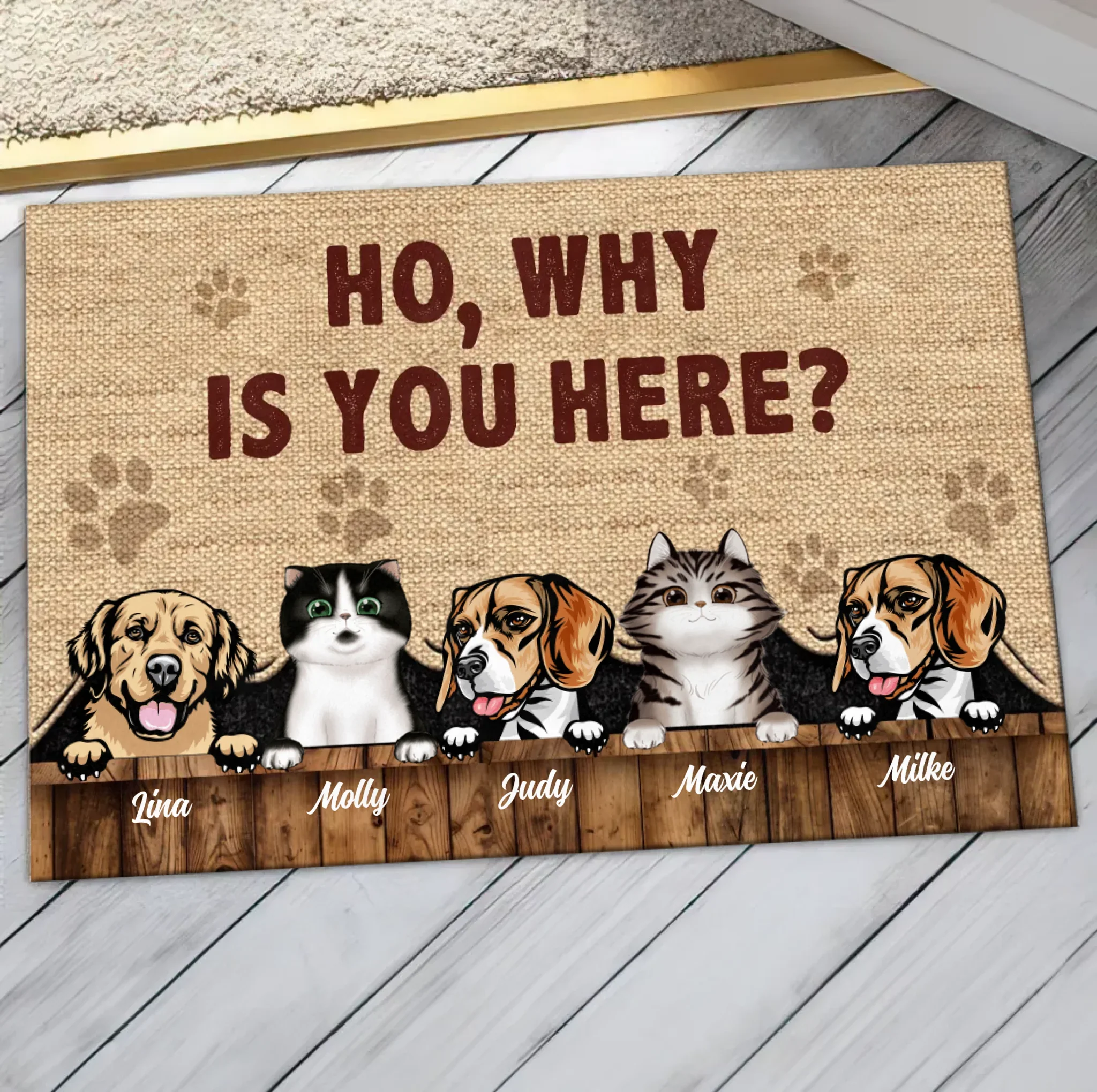 Personalized Pets Lover Doormat - Up to 5 Pets - Best Gift For Dog Lover/Cat Lover