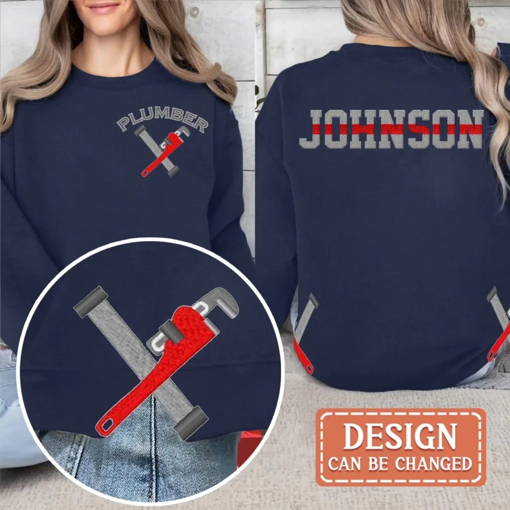 Custom Personalized Plumber Embroidered Split Side Bow Sweater - Gift Idea For Plumber Wife/ Man