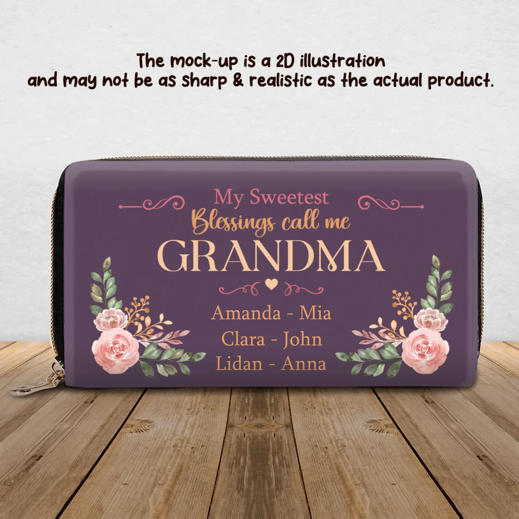 Personalized Mom/Grandma Long Wallet - Best Mother's Day Gift For Nana/Grandma/Mother