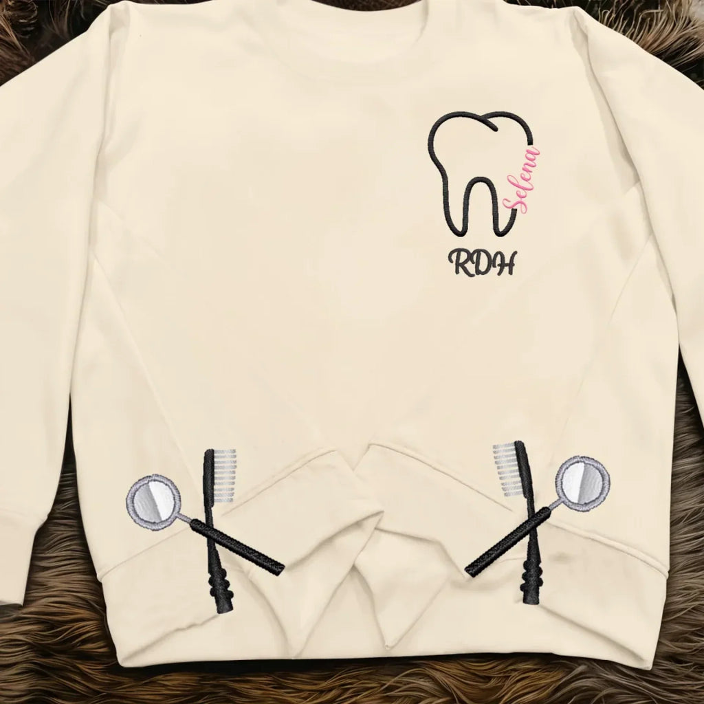 Personalized Dental RDH Embroidered Split Side Sweatshirt - Gift Idea For Birthday/Dentist