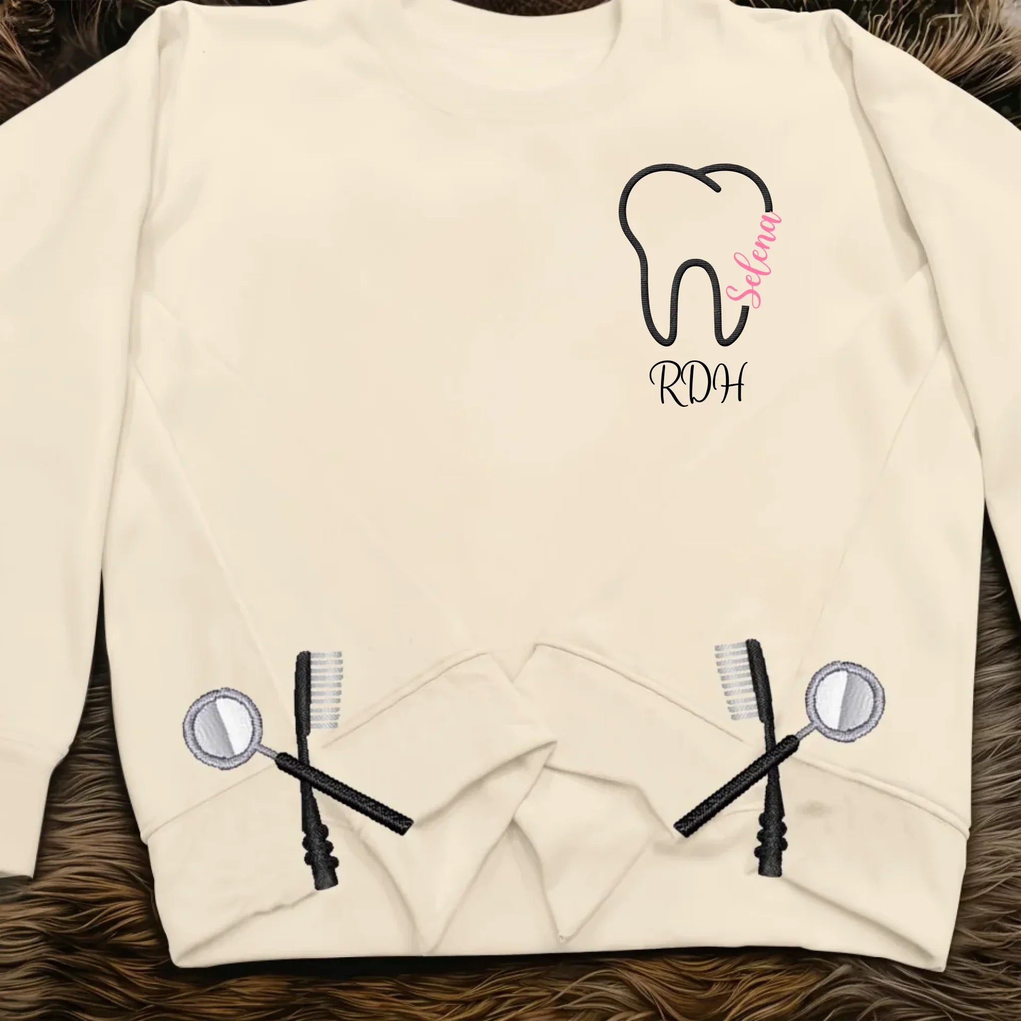 Personalized Dental RDH Embroidered Split Side Sweatshirt - Gift Idea For Birthday/Dentist