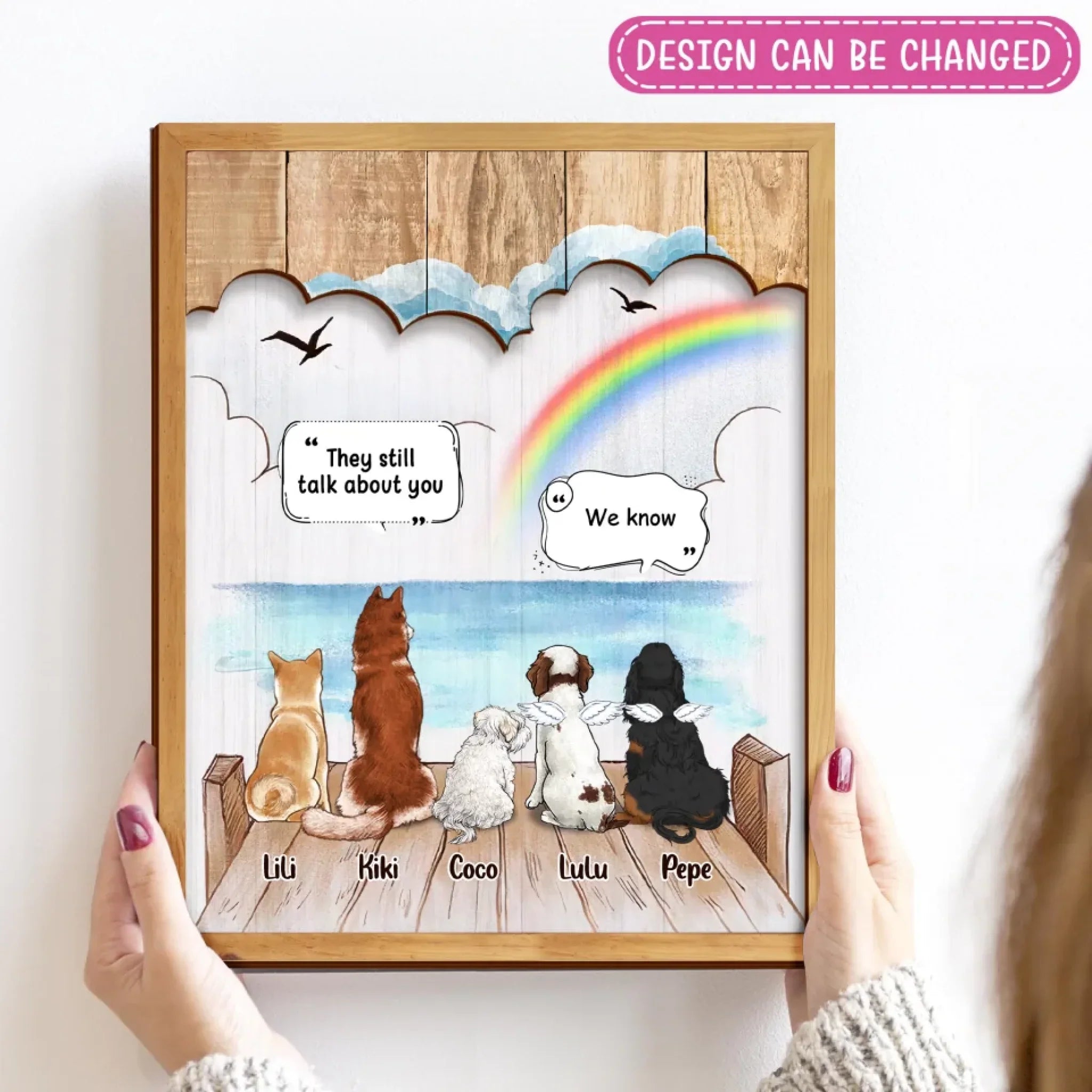 Personalized Memorial Dog Mom Wooden Art - Gift Idea For Dog Lover - Up to 5 Pets