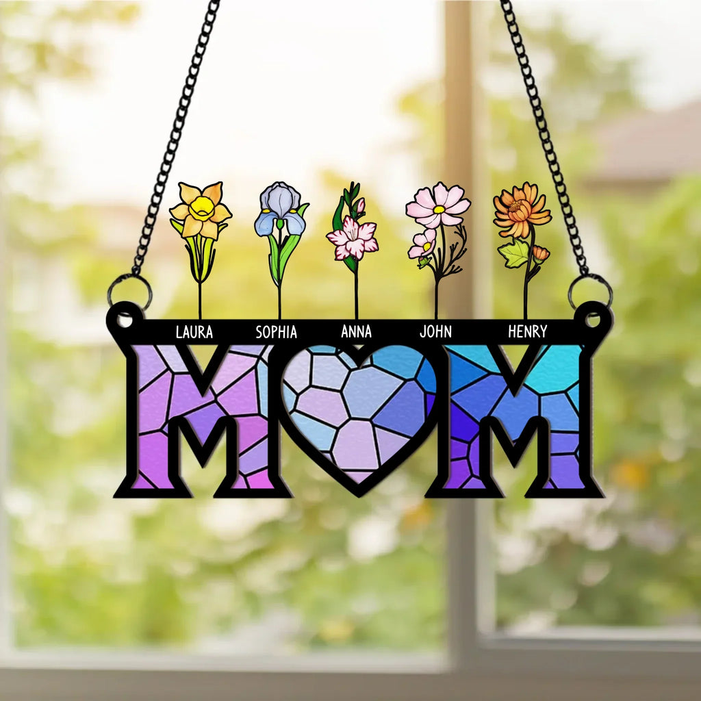 Personalized Birthday Flower Hanging Suncatcher Ornament - Mother's Day Gift For Mom/ Grandma