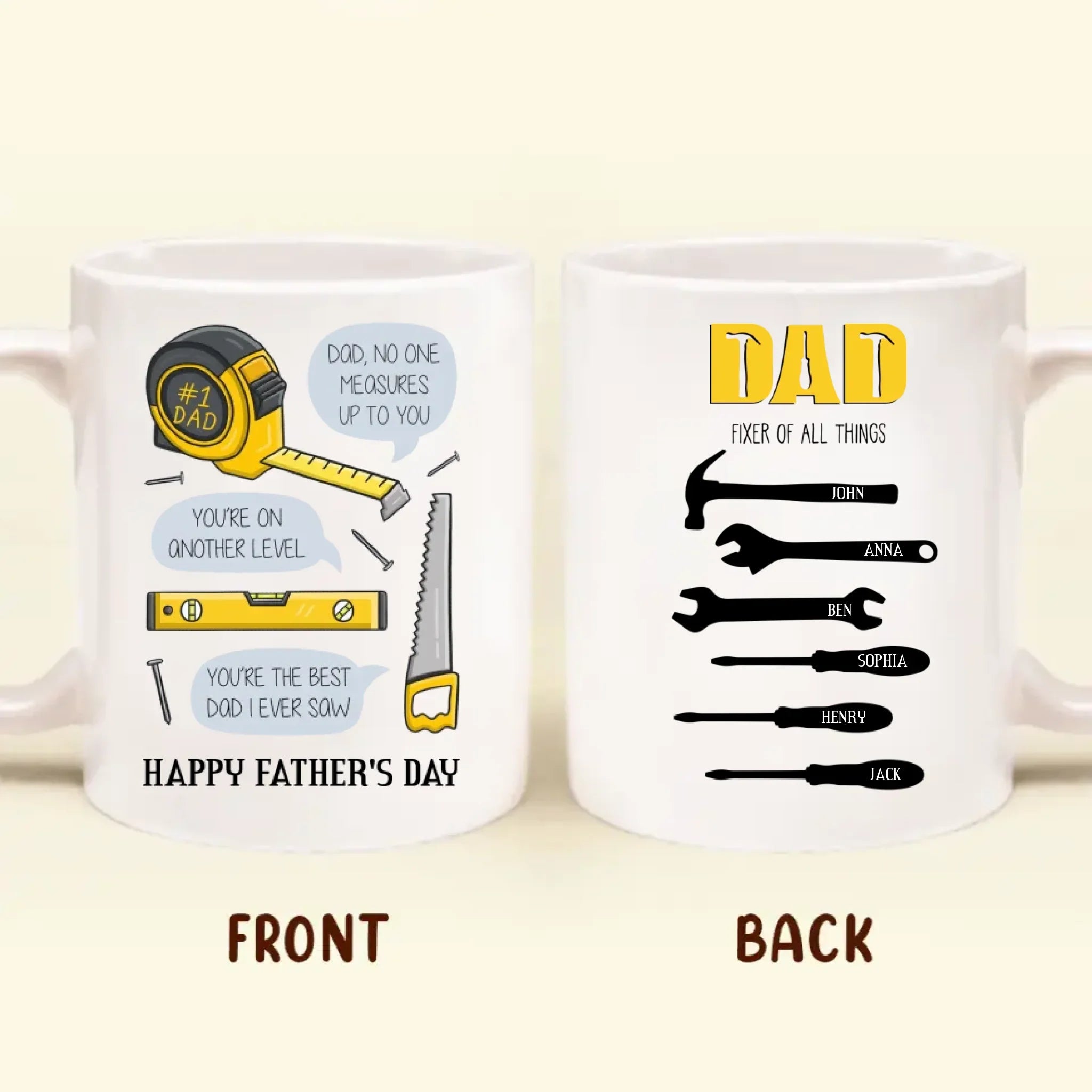 Personalized Happy Father's Day Mug Coffee | Dad Fixer Of All Things - Father's Day Gift Idea