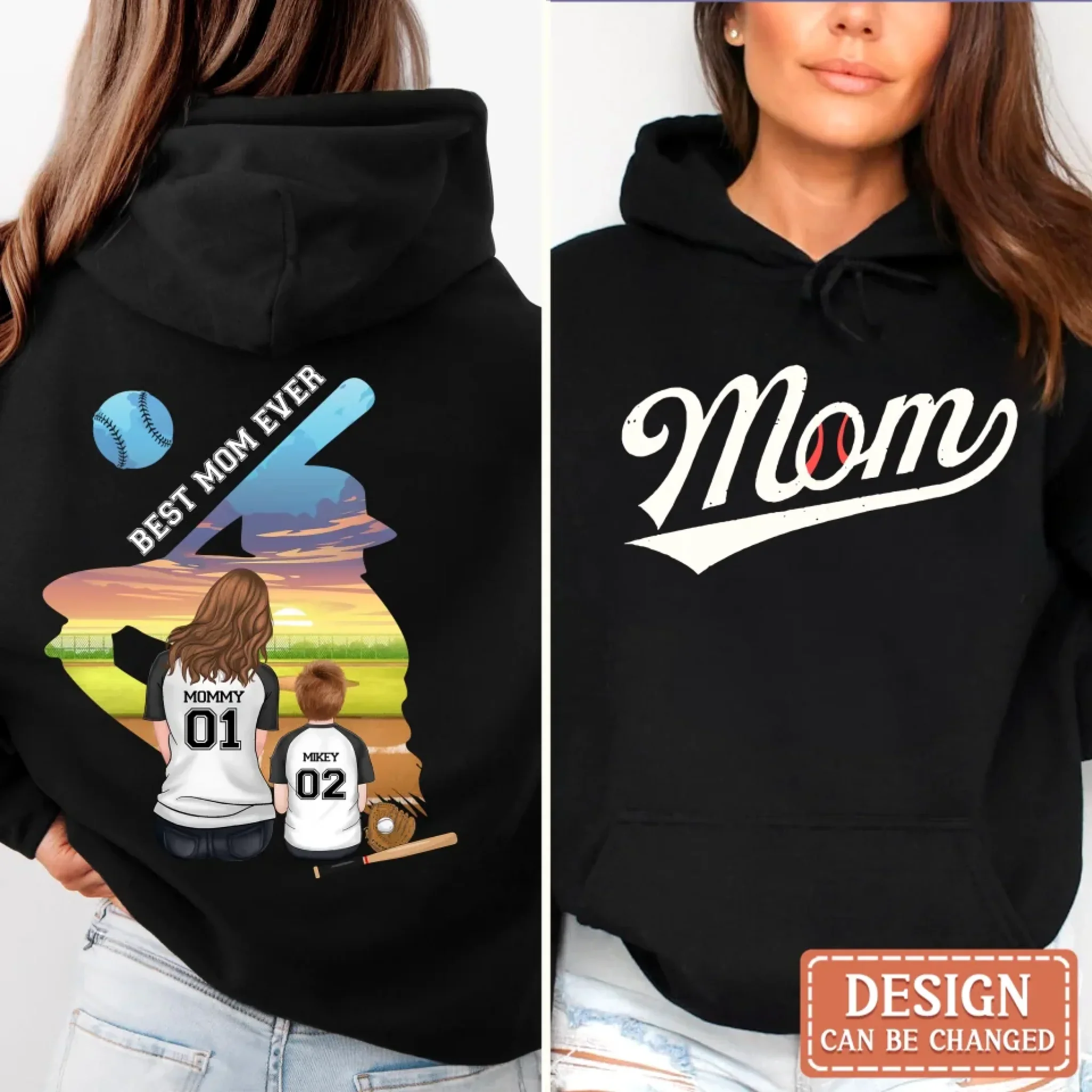 Personalized Baseball Mom T-shirt/ Hoodie/ Sweater - Mother's Day Gift Idea - Best Mom Ever