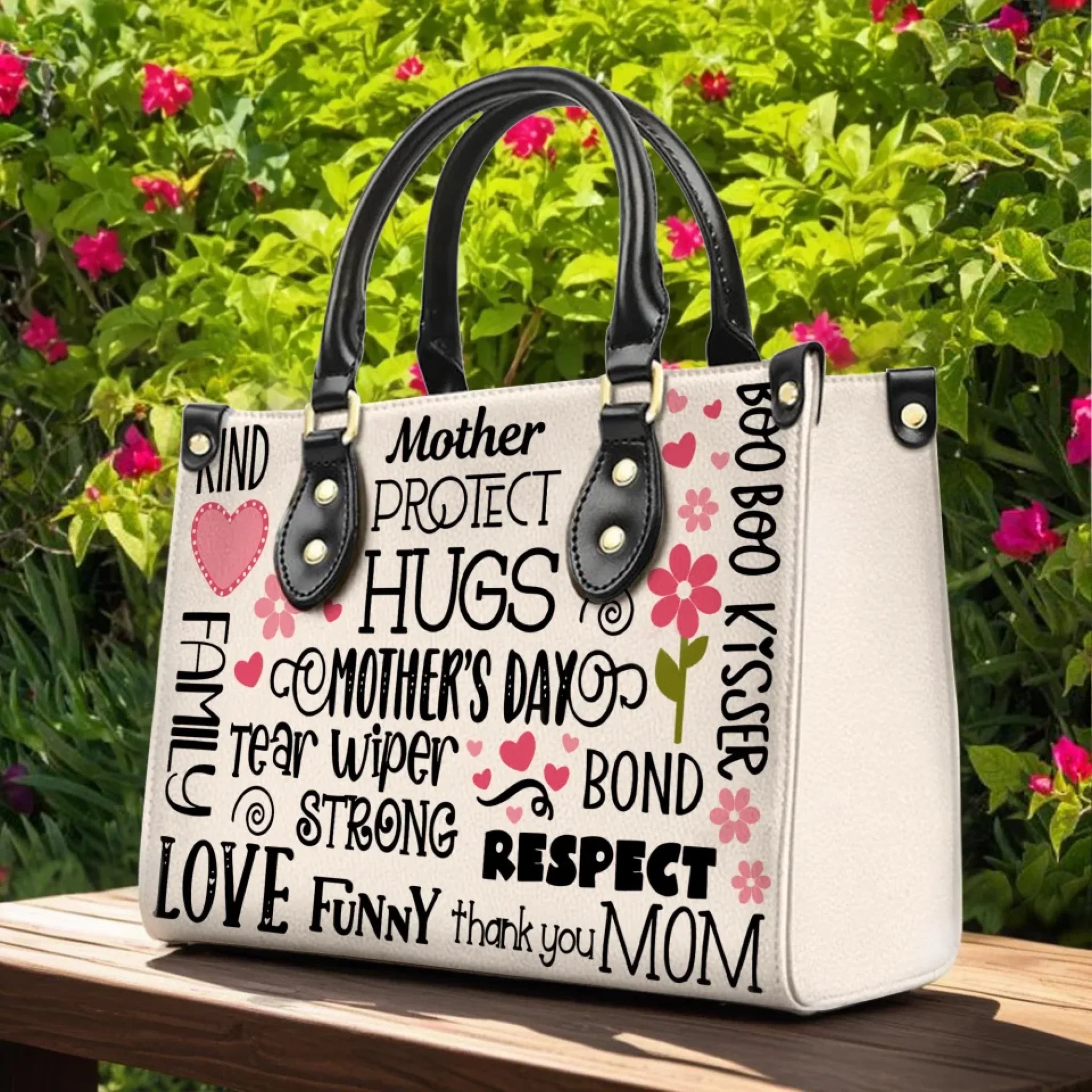 Mom PU Leather Handbag With Long Straps - Mother's Day Gift Idea