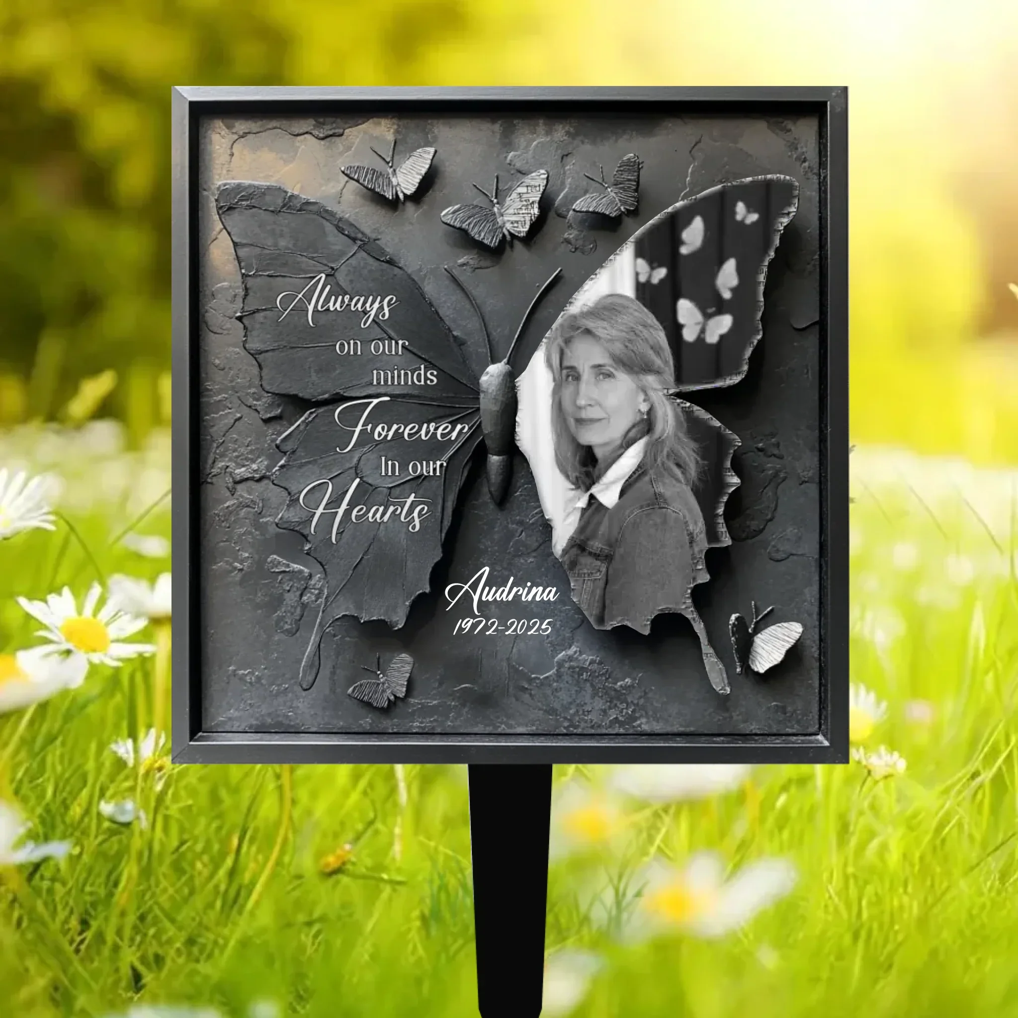 Personalized Memorial Butterfly Metal Sign - Memorial Gift Idea For Family Member - Upload Photo