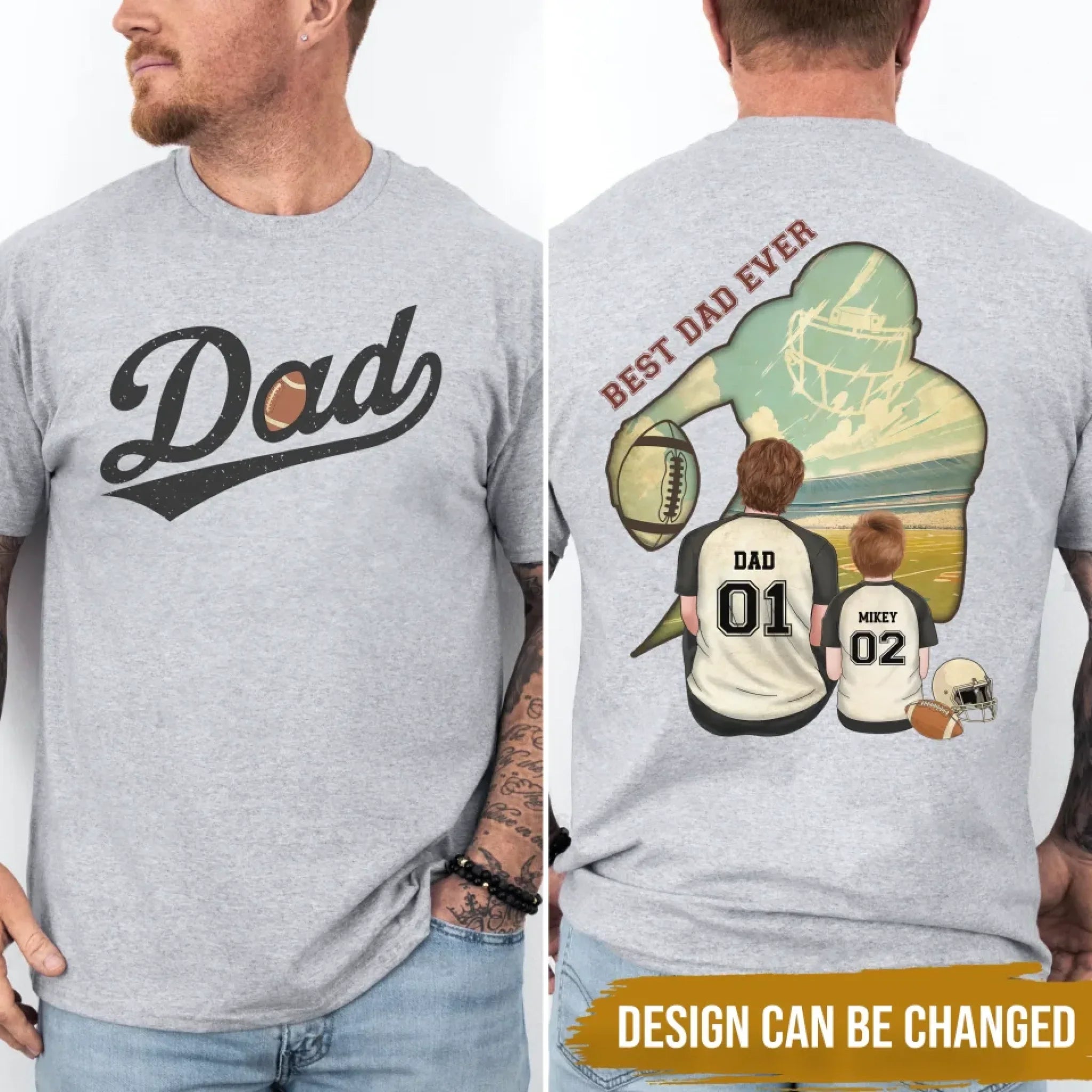 Personalized Football Dad T-shirt/ Hoodie/ Sweater - Father's Day Gifts Idea - Best Dad Ever
