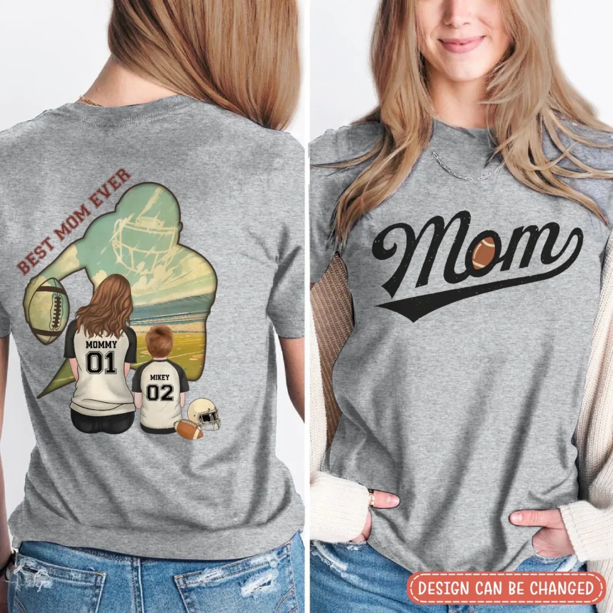Personalized Football Mom T-shirt/ Hoodie/ Sweater - Mother's Day Gifts Idea - Best Mom Ever
