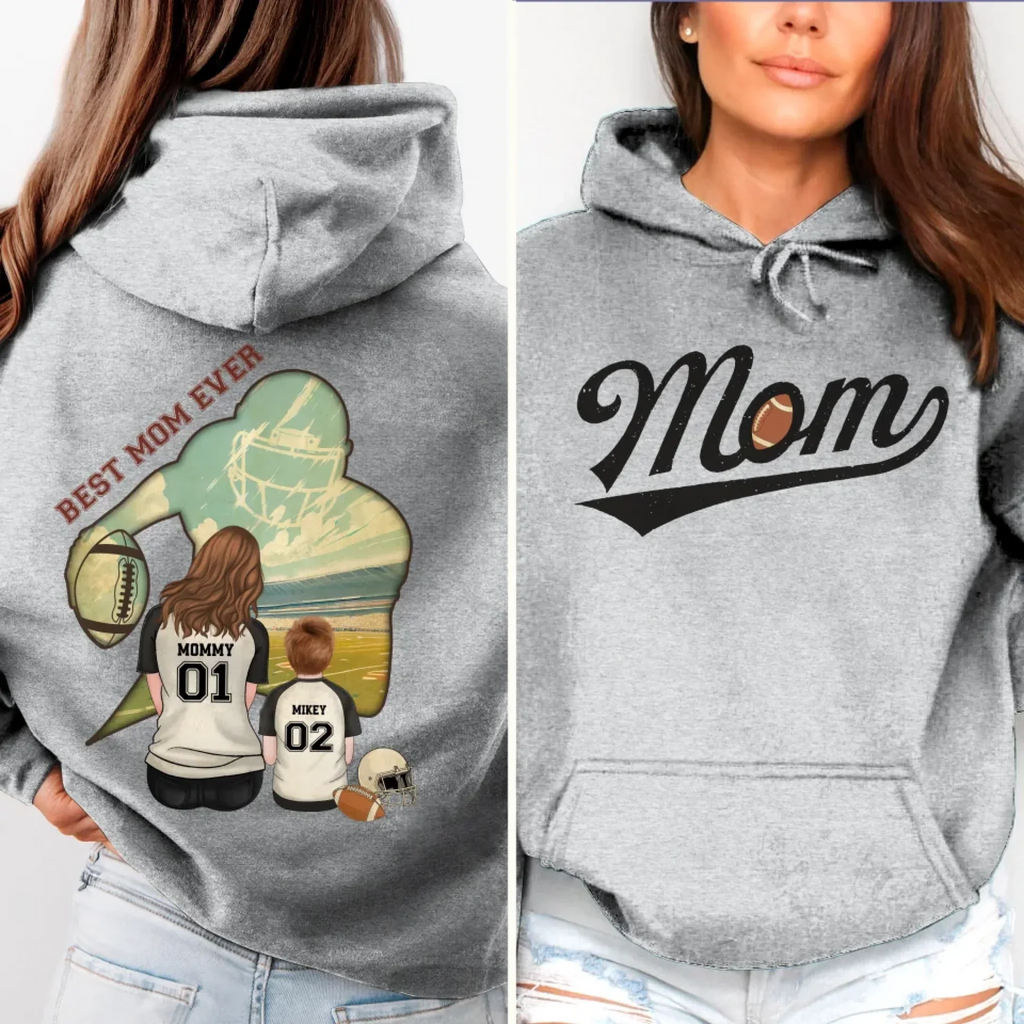 Personalized Football Mom T-shirt/ Hoodie/ Sweater - Mother's Day Gifts Idea - Best Mom Ever